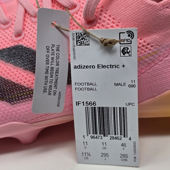 Adidas Men’s Size 11.5 Adizero Electric + Football Cleats Pink/Orange IF1566 NEW main image 6